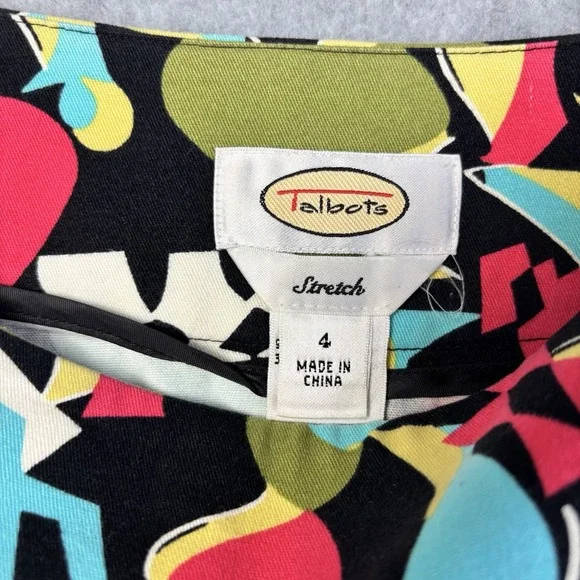 Talbots Multicolor Print Side Zip Pleated Skirt Womens Size 4 Stretch Cotton - Picture 3 of 9